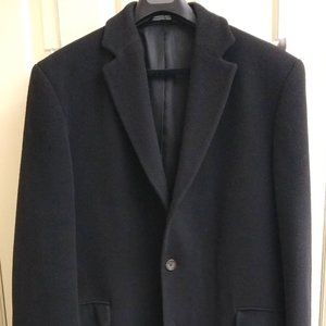Paul Fredrick Black Camel Hair Topcoat Size Medium